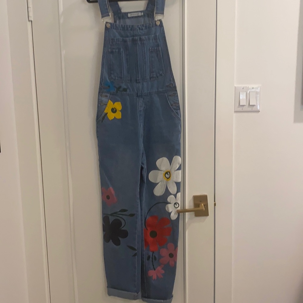 Miss Look Floral Denim Overalls